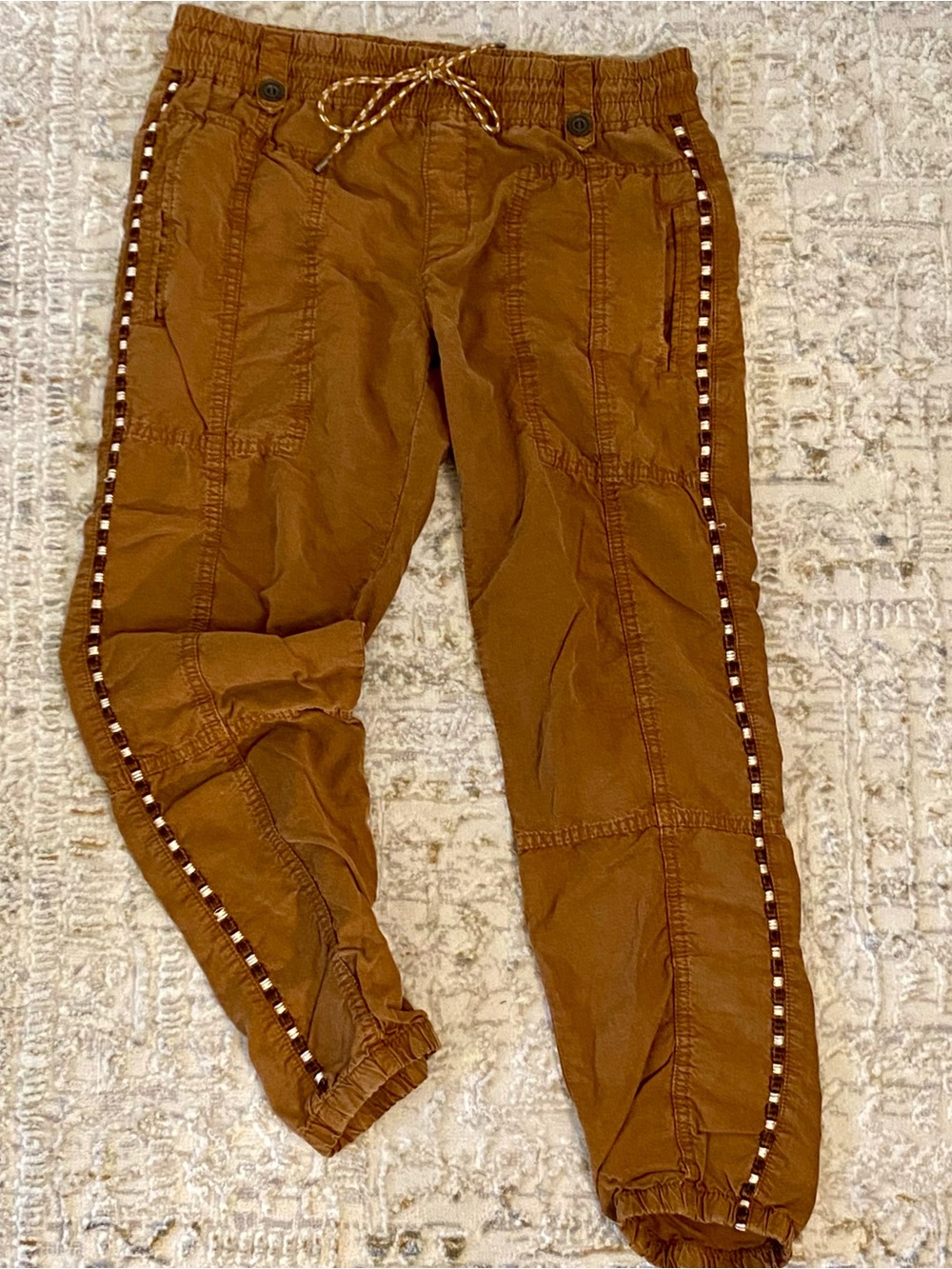 Anthropologie Rust Brown Byron Joggers with Side Bead Trim